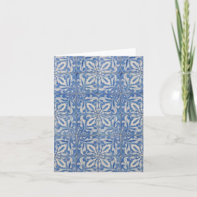 Portuguese Tiles Vintage Azulejos Blue White Card (Front)