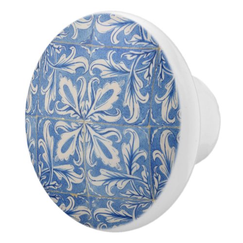 Portuguese Tiles Vintage Azulejos Blue White   Ceramic Knob