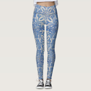 Portuguese Tiles Vintage Azulejos Blue White Leggings