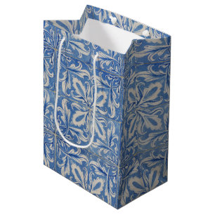 Portuguese Tiles Vintage Azulejos Blue White Medium Gift Bag