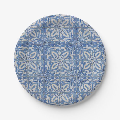 Portuguese Tiles Vintage Azulejos Blue White  Paper Plates