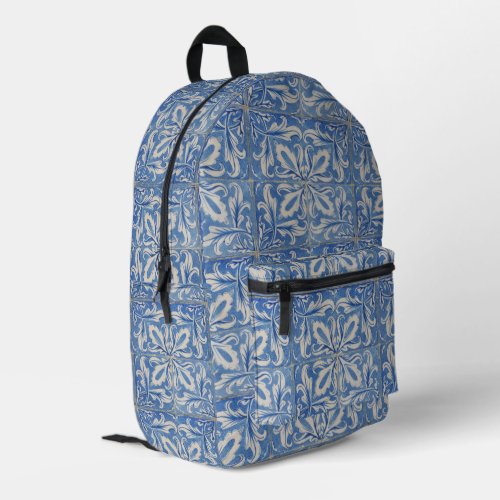 Portuguese Tiles Vintage Azulejos Blue White  Printed Backpack