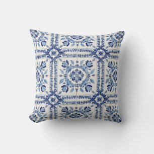 Portuguese Tiles Vintage Blue And White Case-Mate Throw Pillow