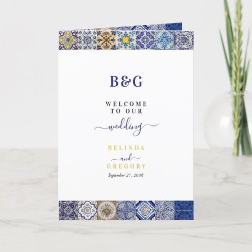 Portuguese Tiles Wedding Order of Service Program