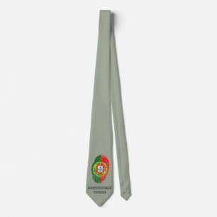 Portuguese touch fingerprint flag neck tie