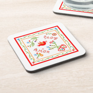 Portuguese valentine's love handkerchiefs  beverage coaster