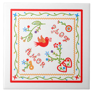 Portuguese valentine's love handkerchiefs ceramic tile