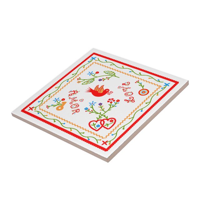 Portuguese valentine's love handkerchiefs  ceramic tile (Side)
