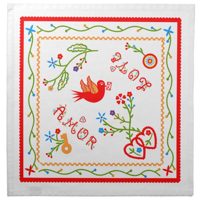 Portuguese valentine's love handkerchiefs  cloth napkin (Front)
