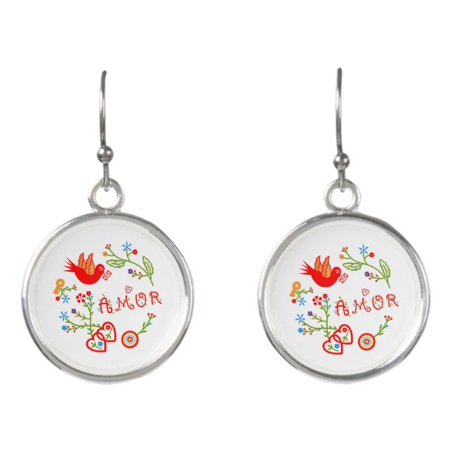 Portuguese valentine's love handkerchiefs earrings (Front)