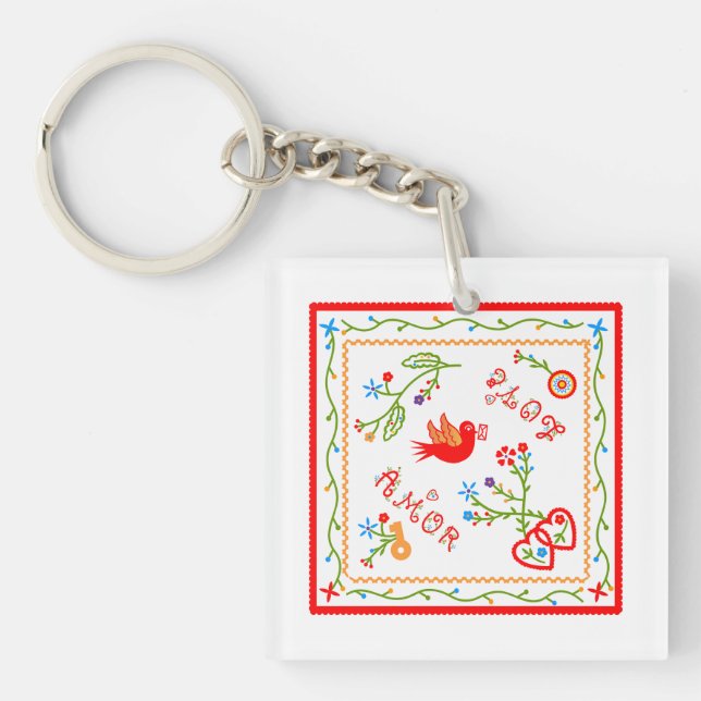 Portuguese valentine's love handkerchiefs  keychain (Front)