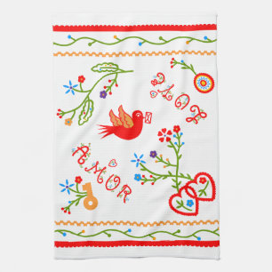 Portuguese valentine's love handkerchiefs kitchen towel
