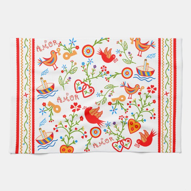 Portuguese valentine's love handkerchiefs  kitchen towel (Horizontal)