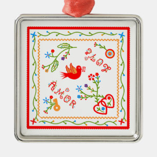 Portuguese valentine's love handkerchiefs  metal ornament