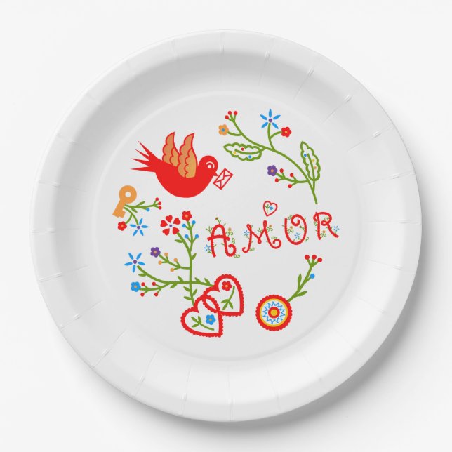 Portuguese valentine's love handkerchiefs    paper plates (Front)