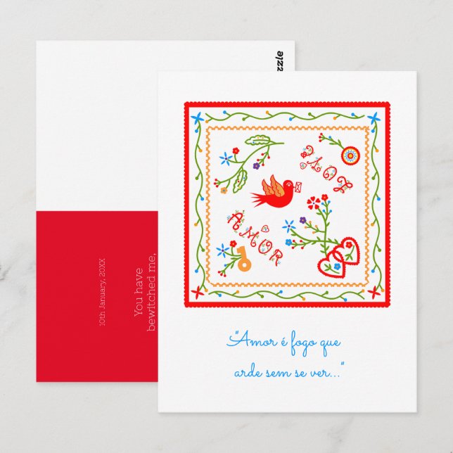 Portuguese valentine's love handkerchiefs  postcard (Front/Back)