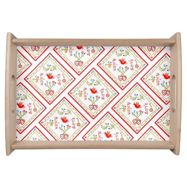Portuguese valentine's love handkerchiefs  serving tray (Front)
