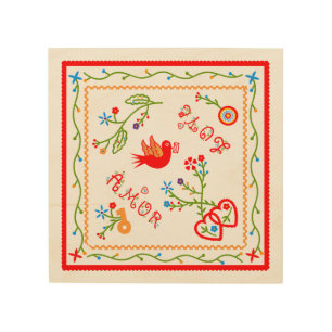 Portuguese valentine's love handkerchiefs  wood wall art