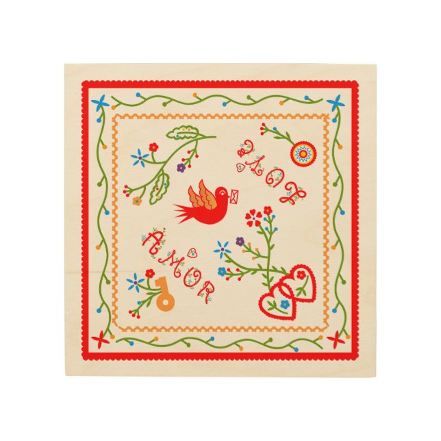 Portuguese valentine's love handkerchiefs  wood wall art (Front)