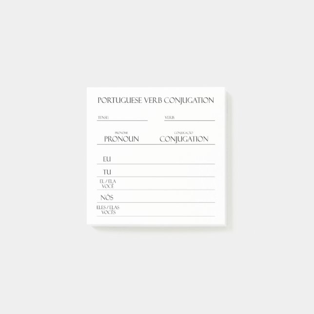 Portuguese | Verbs Conjugation Practice Post-it Notes (Front)