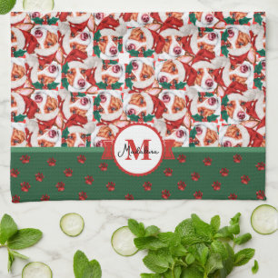Portuguese Warren Hound Monogram Christmas Dog Kitchen Towel