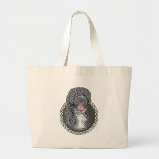 Portuguese water dog 001 large tote bag