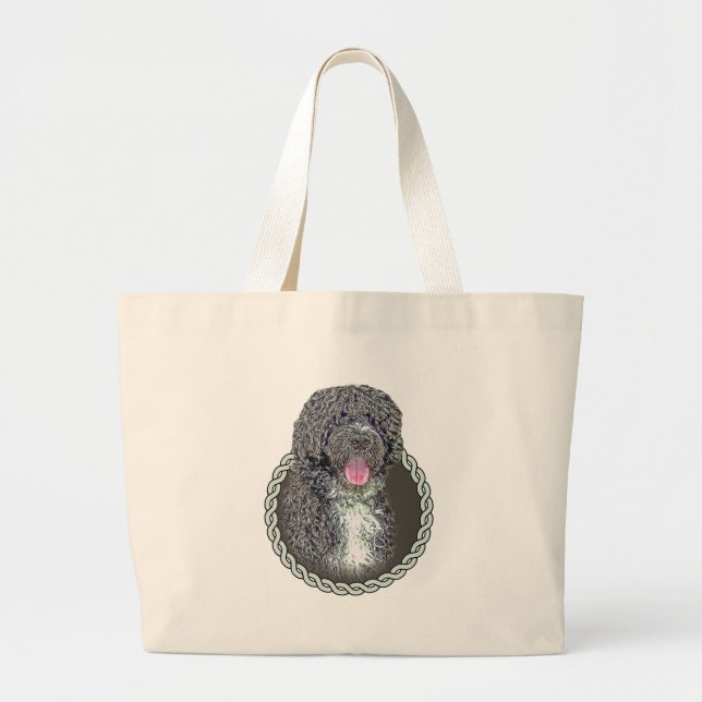 Portuguese water dog 001 large tote bag (Front)