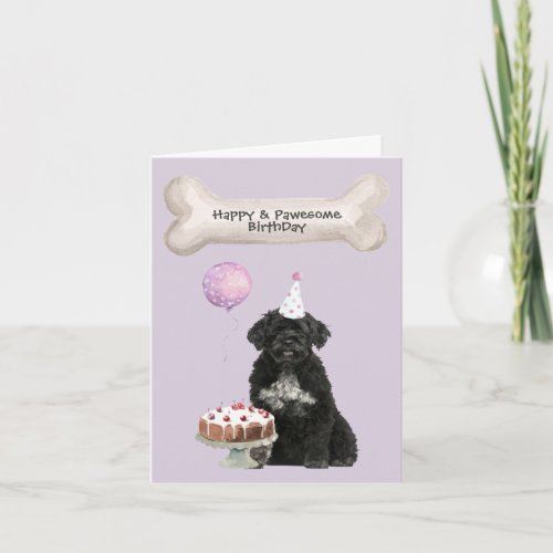 Portuguese Water Dog Birthday Holiday Card