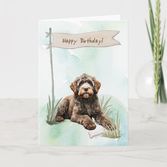 Portuguese Water Dog Breed Under Birthday Sign Card (Front)