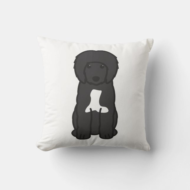 Portuguese Water Dog Cartoon Throw Pillow (Front)