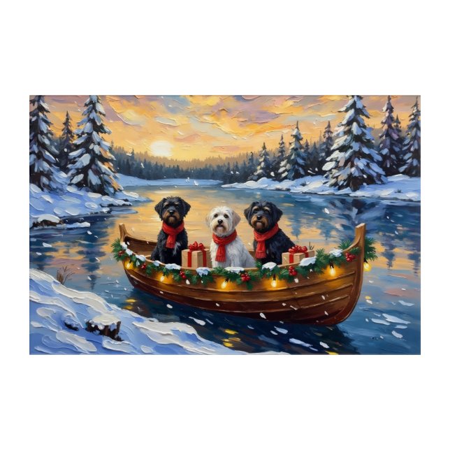 Portuguese Water Dog Christmas Boat Holiday Acrylic Print (Front)