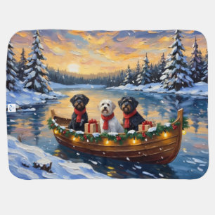 Portuguese Water Dog Christmas Boat Holiday Baby Blanket