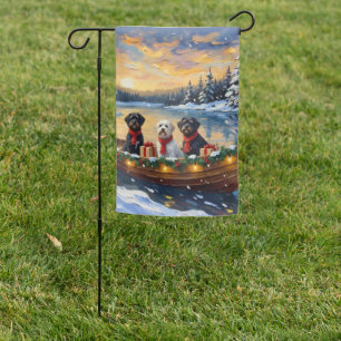Portuguese Water Dog Christmas Boat Holiday Garden Flag