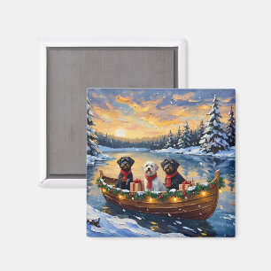 Portuguese Water Dog Christmas Boat Holiday Magnet