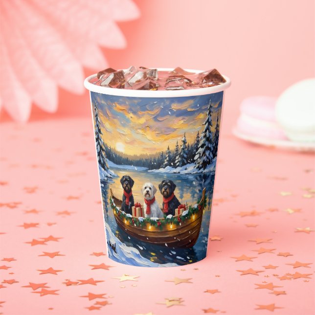 Portuguese Water Dog Christmas Boat Holiday Paper Cups (Insitu)