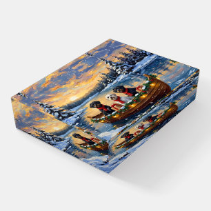 Portuguese Water Dog Christmas Boat Holiday Paperweight