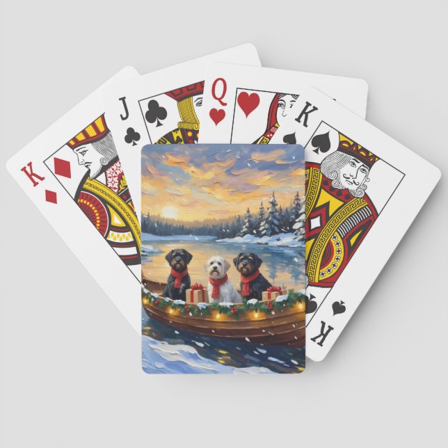 Portuguese Water Dog Christmas Boat Holiday Poker Cards (Back)