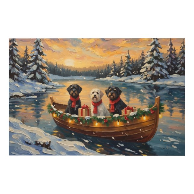 Portuguese Water Dog Christmas Boat Holiday Wood Wall Art (Front)