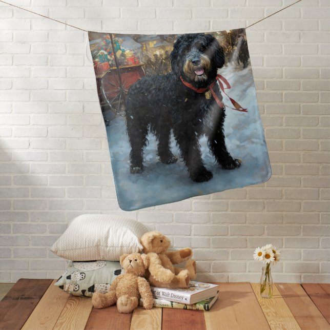 Portuguese Water Dog Christmas Festive Season Baby Blanket (In Situ)