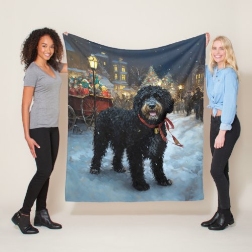 Portuguese Water Dog Christmas Festive Season Fleece Blanket