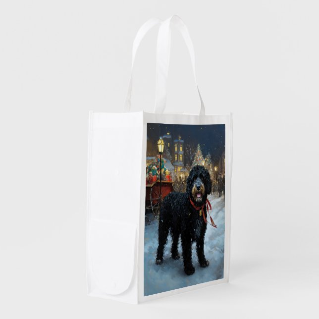 Portuguese Water Dog Christmas Festive Season Grocery Bag (Front Side)