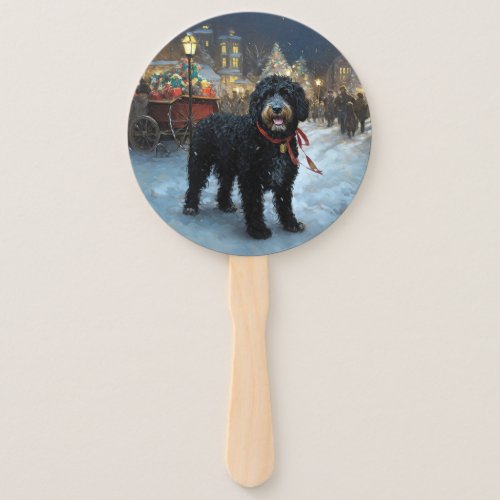 Portuguese Water Dog Christmas Festive Season Hand Fan