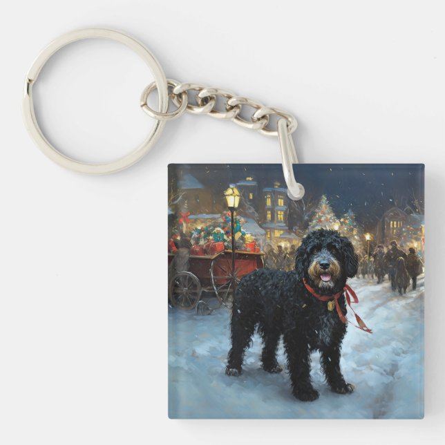 Portuguese Water Dog Christmas Festive Season Keychain (Front)