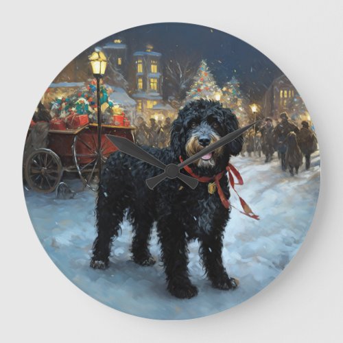 Portuguese Water Dog Christmas Festive Season Large Clock