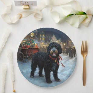 Portuguese Water Dog Christmas Festive Season Paper Plates