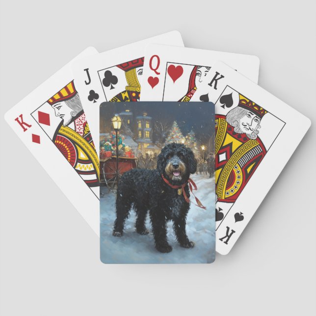 Portuguese Water Dog Christmas Festive Season Poker Cards (Back)