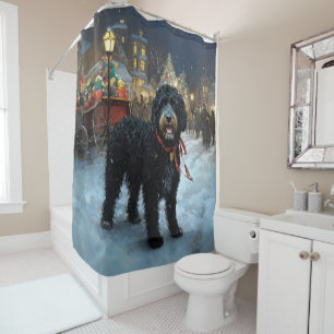 Portuguese Water Dog Christmas Festive Season Shower Curtain