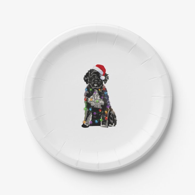 Portuguese Water Dog Christmas Lights Xmas Dog Lov Paper Plates (Front)