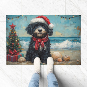 Portuguese Water Dog Christmas Vintage Beach Doormat