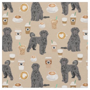 Portuguese Water Dog Coffee Lover Tan Fabric by FriendlyPets at Zazzle